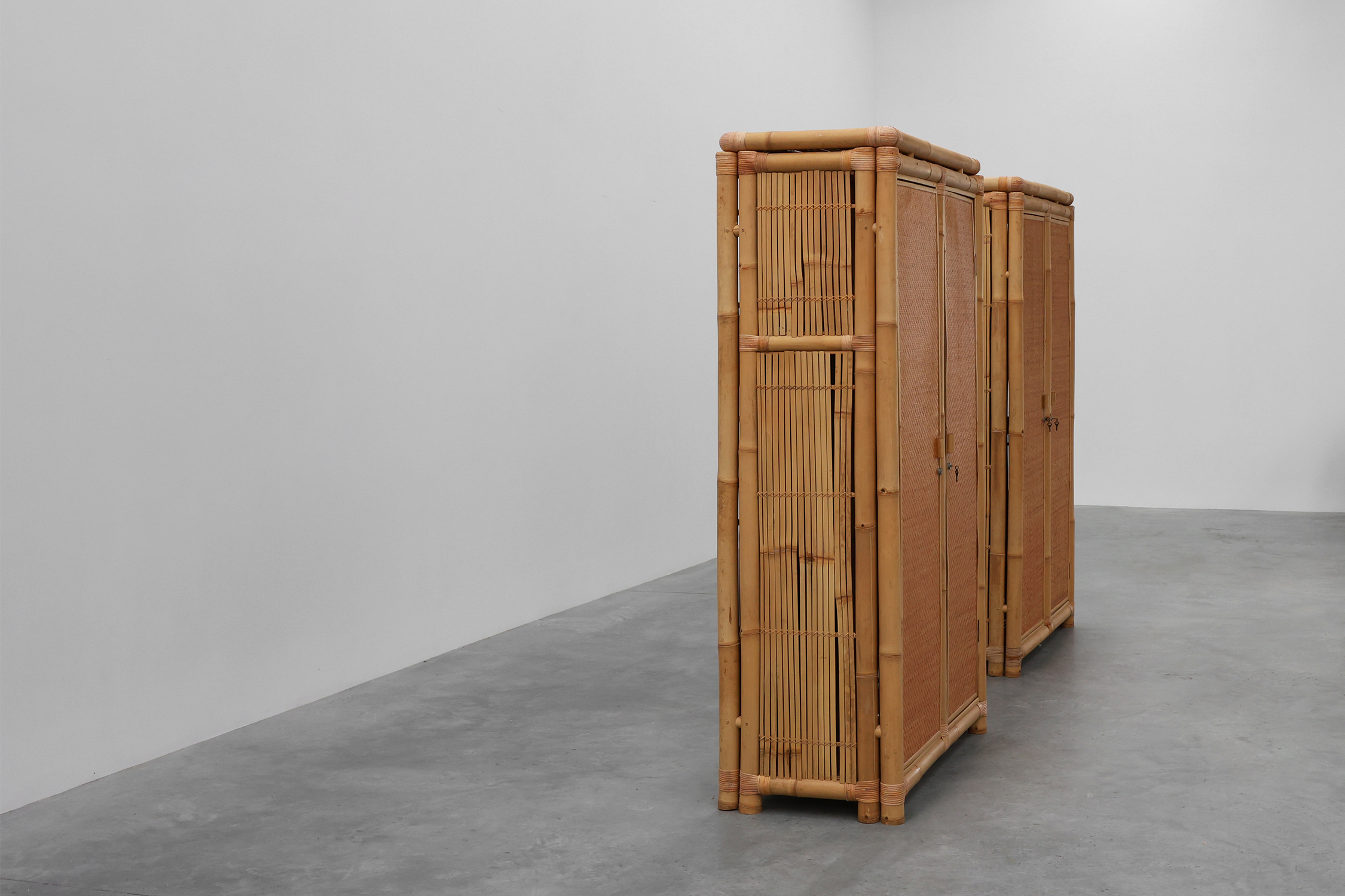 Pair of bamboo and rattan wardrobes, Italy ca. 1960thumbnail